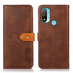 Custodia Portafoglio In Pelle Cover con Supporto N07P per Motorola Moto E20 Marrone