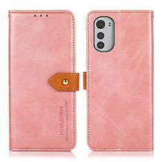 Custodia Portafoglio In Pelle Cover con Supporto N07P per Motorola Moto E32s Rosa