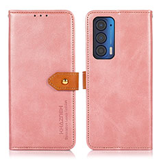 Custodia Portafoglio In Pelle Cover con Supporto N07P per Motorola Moto Edge (2021) 5G Rosa
