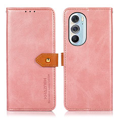 Custodia Portafoglio In Pelle Cover con Supporto N07P per Motorola Moto Edge Plus (2022) 5G Rosa