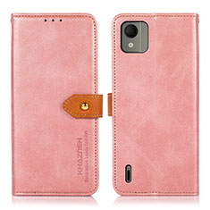 Custodia Portafoglio In Pelle Cover con Supporto N07P per Nokia C110 Rosa