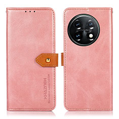 Custodia Portafoglio In Pelle Cover con Supporto N07P per OnePlus 11 5G Rosa