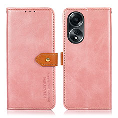 Custodia Portafoglio In Pelle Cover con Supporto N07P per Oppo A78 4G Rosa