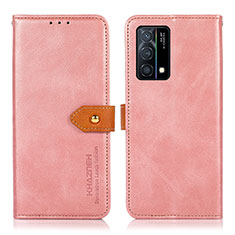 Custodia Portafoglio In Pelle Cover con Supporto N07P per Oppo K9 5G Rosa