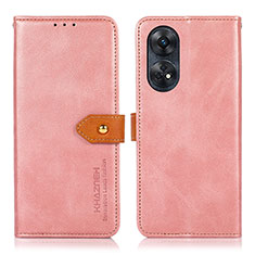 Custodia Portafoglio In Pelle Cover con Supporto N07P per Oppo Reno8 T 4G Rosa