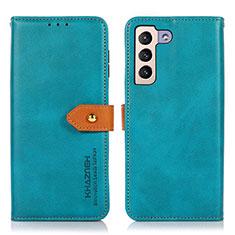 Custodia Portafoglio In Pelle Cover con Supporto N07P per Samsung Galaxy S21 5G Ciano