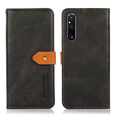 Custodia Portafoglio In Pelle Cover con Supporto N07P per Sony Xperia 1 V Nero