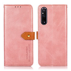 Custodia Portafoglio In Pelle Cover con Supporto N07P per Sony Xperia 1 V Rosa