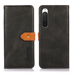 Custodia Portafoglio In Pelle Cover con Supporto N07P per Sony Xperia 10 V Nero