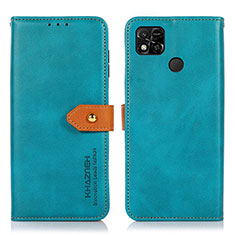 Custodia Portafoglio In Pelle Cover con Supporto N07P per Xiaomi POCO C3 Ciano