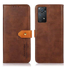 Custodia Portafoglio In Pelle Cover con Supporto N07P per Xiaomi Redmi Note 11 Pro 4G Marrone