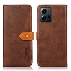 Custodia Portafoglio In Pelle Cover con Supporto N07P per Xiaomi Redmi Note 12 4G Marrone