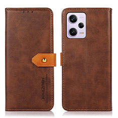 Custodia Portafoglio In Pelle Cover con Supporto N07P per Xiaomi Redmi Note 12 Explorer Marrone