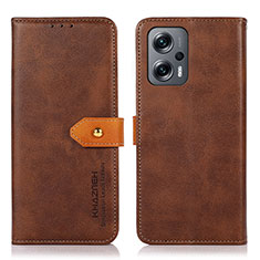 Custodia Portafoglio In Pelle Cover con Supporto N07P per Xiaomi Redmi Note 12 Turbo 5G Marrone