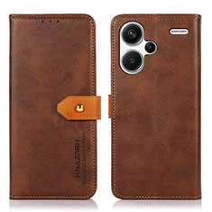 Custodia Portafoglio In Pelle Cover con Supporto N07P per Xiaomi Redmi Note 13 Pro+ Plus 5G Marrone