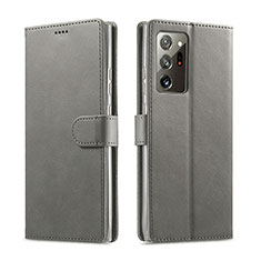 Custodia Portafoglio In Pelle Cover con Supporto N08 per Samsung Galaxy Note 20 Ultra 5G Grigio