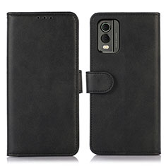 Custodia Portafoglio In Pelle Cover con Supporto N08P per Nokia C32 Nero