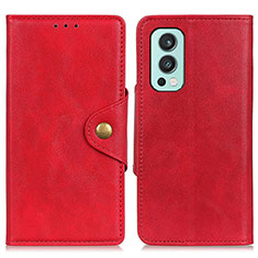 Custodia Portafoglio In Pelle Cover con Supporto N08P per OnePlus Nord 2 5G Rosso