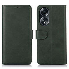 Custodia Portafoglio In Pelle Cover con Supporto N08P per Oppo A18 Verde