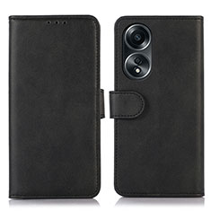 Custodia Portafoglio In Pelle Cover con Supporto N08P per Oppo A38 Nero