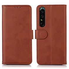 Custodia Portafoglio In Pelle Cover con Supporto N08P per Sony Xperia 1 IV Marrone