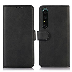 Custodia Portafoglio In Pelle Cover con Supporto N08P per Sony Xperia 1 IV Nero