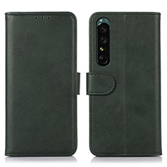 Custodia Portafoglio In Pelle Cover con Supporto N08P per Sony Xperia 1 IV SO-51C Verde