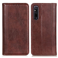 Custodia Portafoglio In Pelle Cover con Supporto N08P per Sony Xperia 1 V Marrone