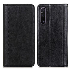 Custodia Portafoglio In Pelle Cover con Supporto N08P per Sony Xperia 1 V Nero