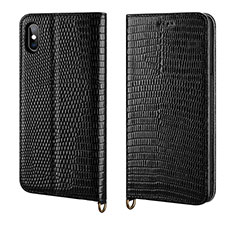 Custodia Portafoglio In Pelle Cover con Supporto P03 per Apple iPhone Xs Nero