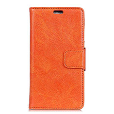 Custodia Portafoglio In Pelle Cover con Supporto per Alcatel 5V Arancione