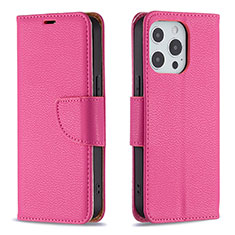 Custodia Portafoglio In Pelle Cover con Supporto per Apple iPhone 13 Pro Max Rosa Caldo