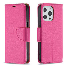 Custodia Portafoglio In Pelle Cover con Supporto per Apple iPhone 14 Pro Rosa Caldo