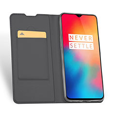 Custodia Portafoglio In Pelle Cover con Supporto per OnePlus 6T Grigio