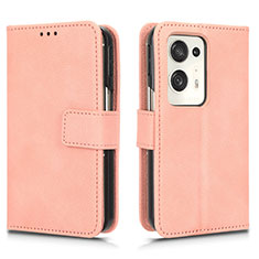 Custodia Portafoglio In Pelle Cover con Supporto per Oppo Find N2 5G Oro Rosa