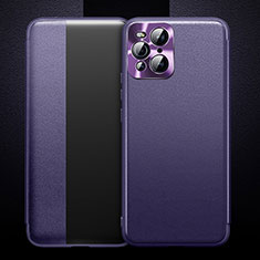 Custodia Portafoglio In Pelle Cover con Supporto per Oppo Find X3 Pro 5G Viola