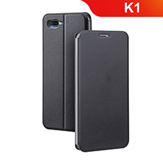 Custodia Portafoglio In Pelle Cover con Supporto per Oppo K1 Nero