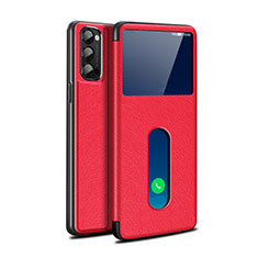 Custodia Portafoglio In Pelle Cover con Supporto per Oppo Reno4 5G Rosso