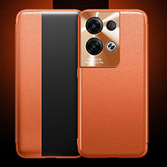Custodia Portafoglio In Pelle Cover con Supporto per Oppo Reno8 Pro+ Plus 5G Arancione