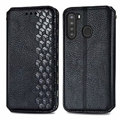 Custodia Portafoglio In Pelle Cover con Supporto per Samsung Galaxy A21 Nero