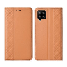 Custodia Portafoglio In Pelle Cover con Supporto per Samsung Galaxy A42 5G Arancione