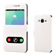 Custodia Portafoglio In Pelle Cover con Supporto per Samsung Galaxy On7 G600FY Bianco