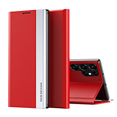 Custodia Portafoglio In Pelle Cover con Supporto per Samsung Galaxy S22 Ultra 5G Rosso