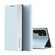 Custodia Portafoglio In Pelle Cover con Supporto per Samsung Galaxy S23 Ultra 5G Azzurro