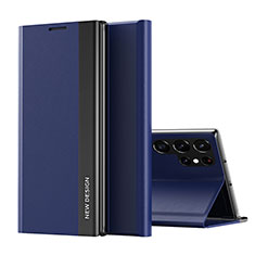 Custodia Portafoglio In Pelle Cover con Supporto per Samsung Galaxy S23 Ultra 5G Blu