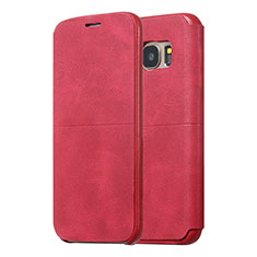 Custodia Portafoglio In Pelle Cover con Supporto per Samsung Galaxy S7 Edge G935F Rosso