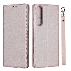 Custodia Portafoglio In Pelle Cover con Supporto per Sony Xperia 1 II Rosa