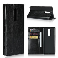 Custodia Portafoglio In Pelle Cover con Supporto per Sony Xperia 1 Nero
