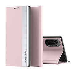 Custodia Portafoglio In Pelle Cover con Supporto Q01H per Xiaomi Poco F3 5G Oro Rosa