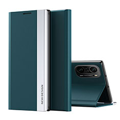 Custodia Portafoglio In Pelle Cover con Supporto Q01H per Xiaomi Poco F3 5G Verde